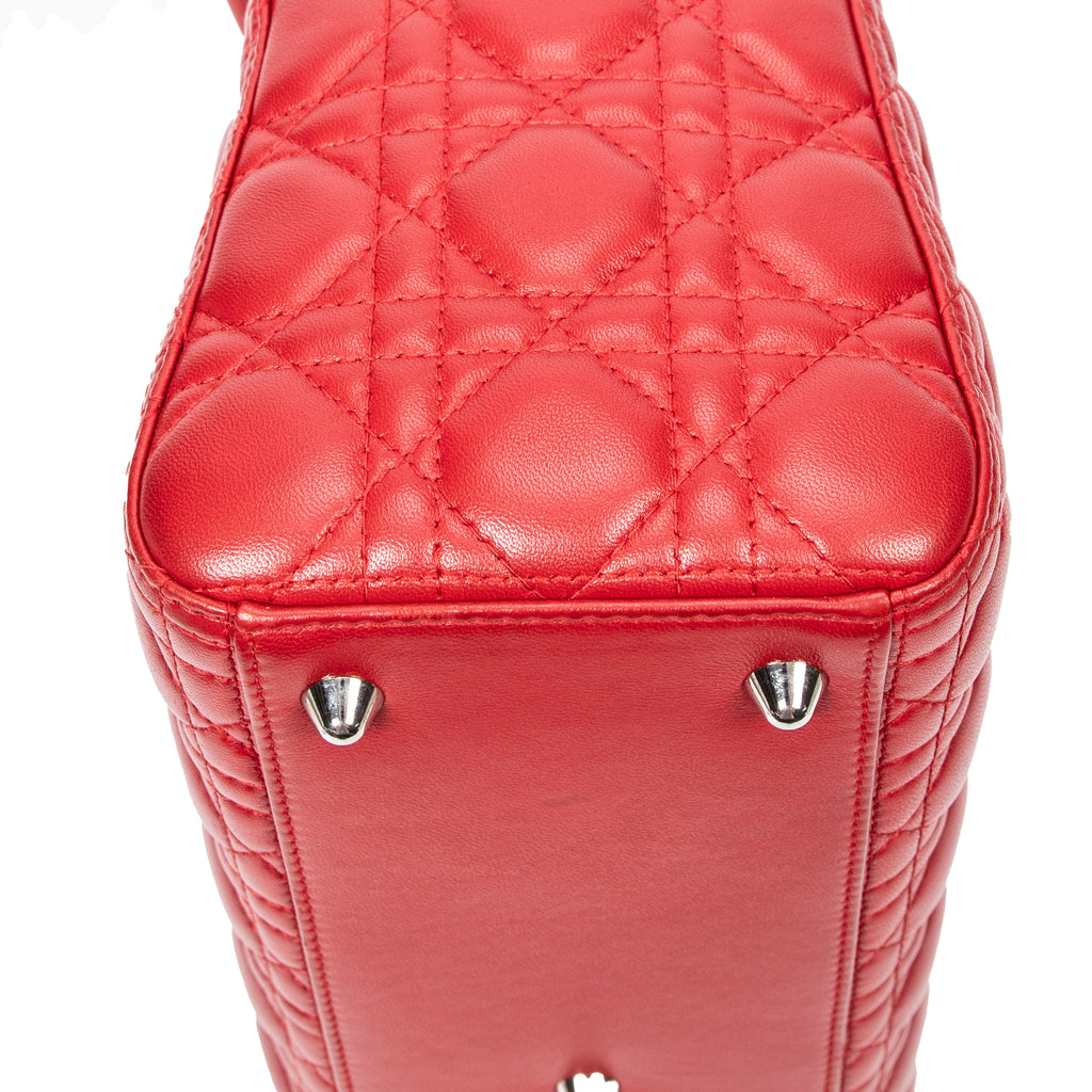 Shoulder Bag Large Lady Dior Zip Red Cannage Lambskin Leather