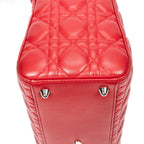 Shoulder Bag Large Lady Dior Zip Red Cannage Lambskin Leather