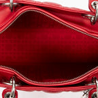 Shoulder Bag Large Lady Dior Zip Red Cannage Lambskin Leather