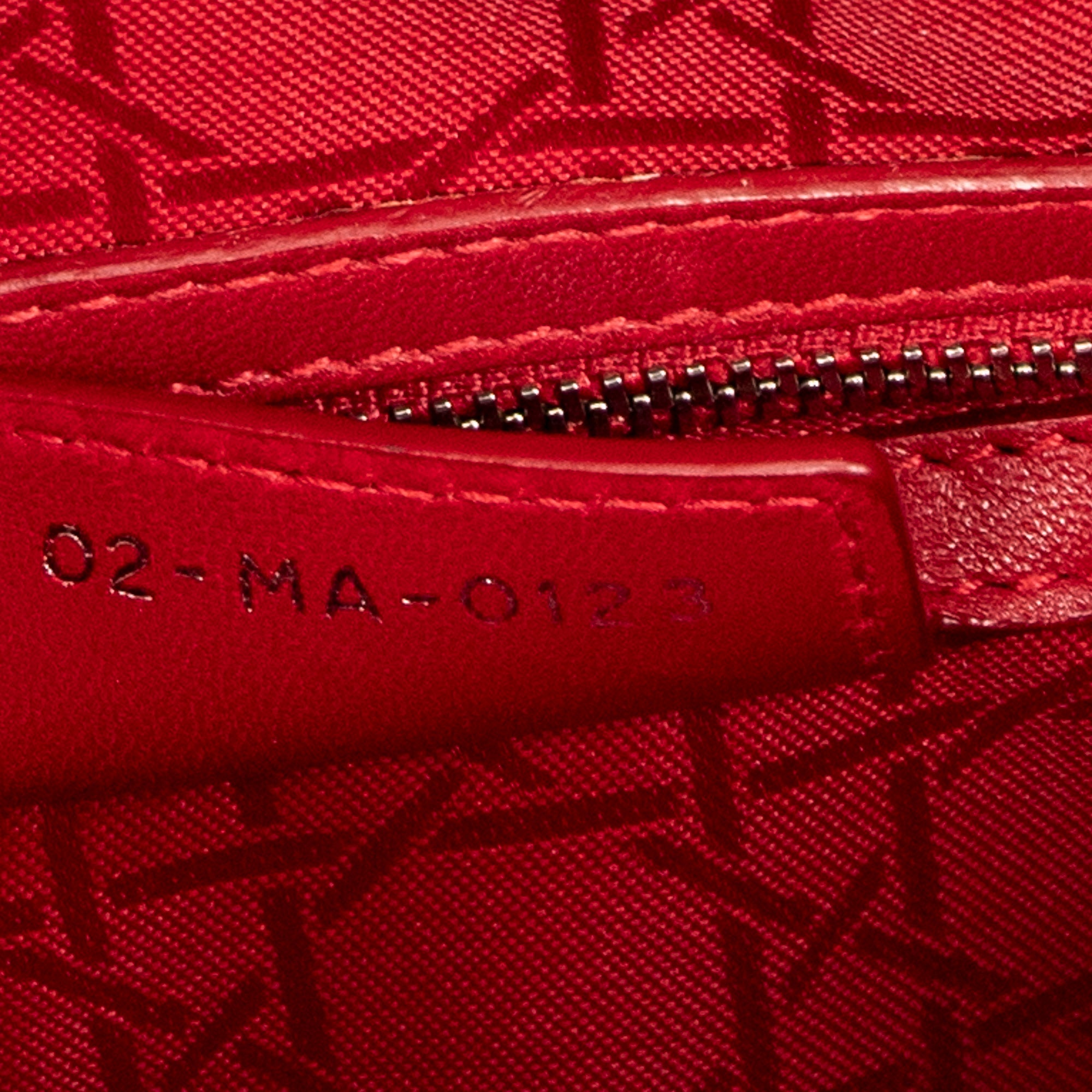 Shoulder Bag Large Lady Dior Zip Red Cannage Lambskin Leather