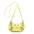 Shoulder Bag Mini Le Cagole Yellow Green Distressed Leather