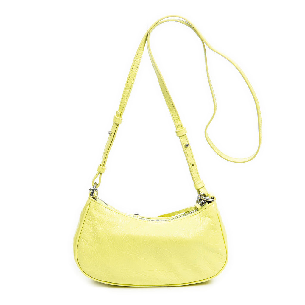 Shoulder Bag Mini Le Cagole Yellow Green Distressed Leather