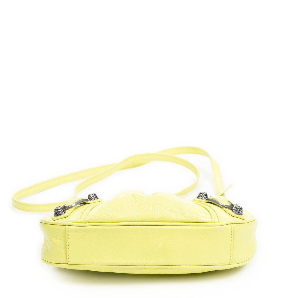 Shoulder Bag Mini Le Cagole Yellow Green Distressed Leather