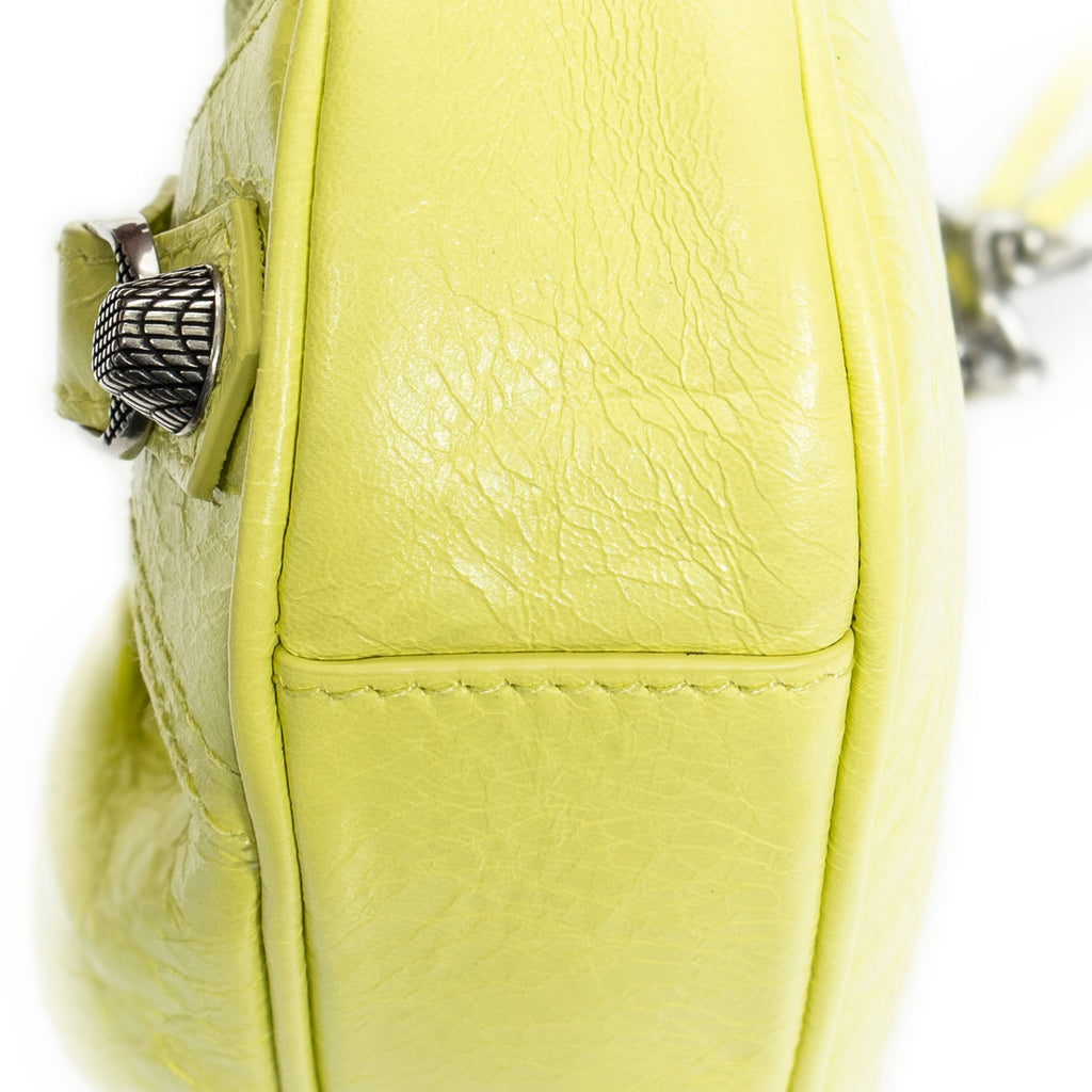 Shoulder Bag Mini Le Cagole Yellow Green Distressed Leather