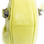 Shoulder Bag Mini Le Cagole Yellow Green Distressed Leather