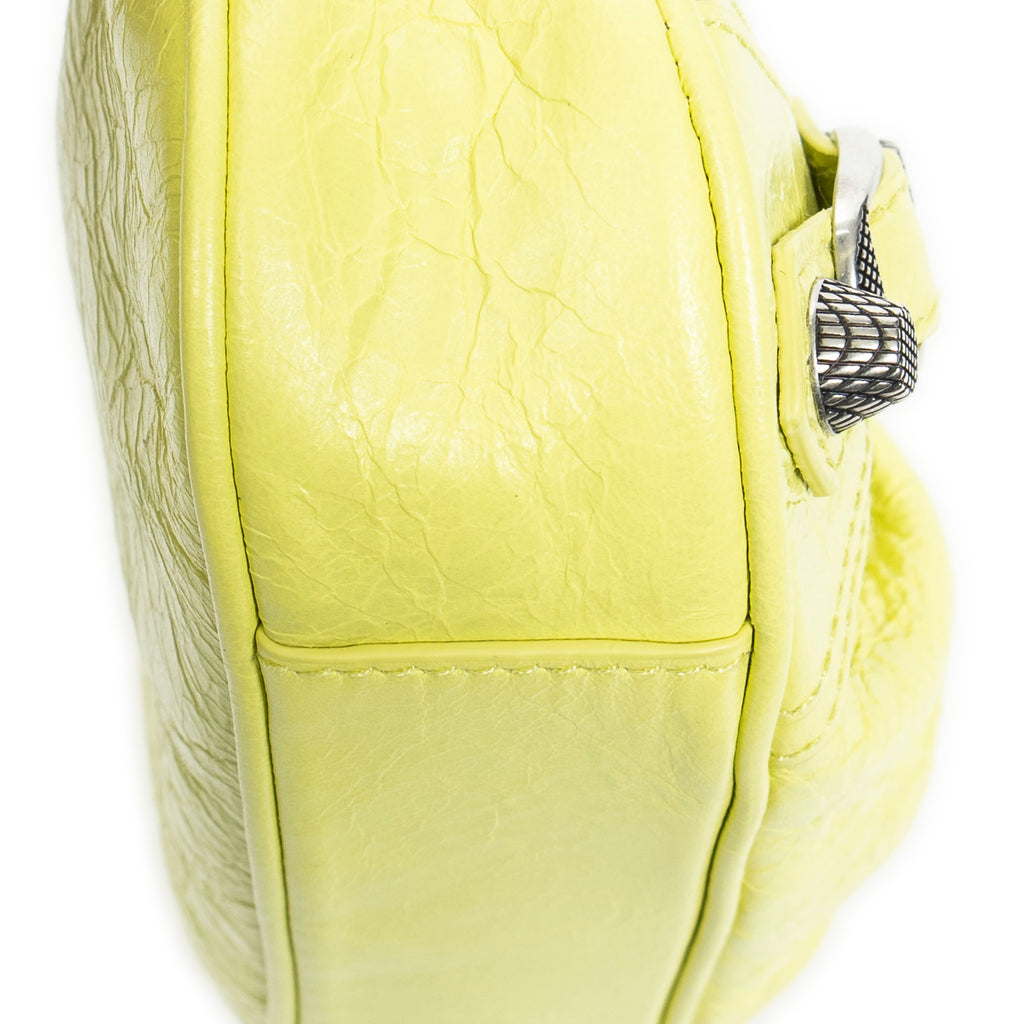 Shoulder Bag Mini Le Cagole Yellow Green Distressed Leather