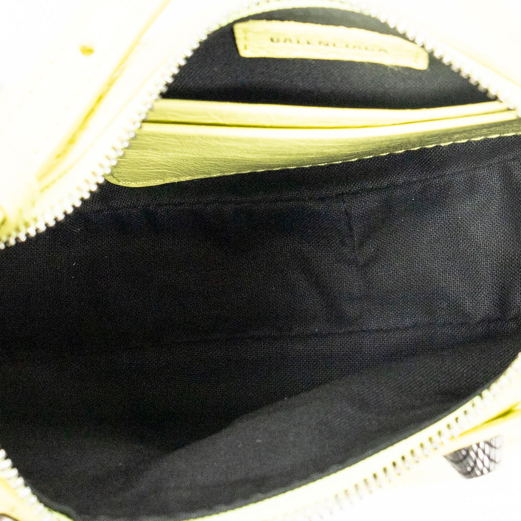 Shoulder Bag Mini Le Cagole Yellow Green Distressed Leather