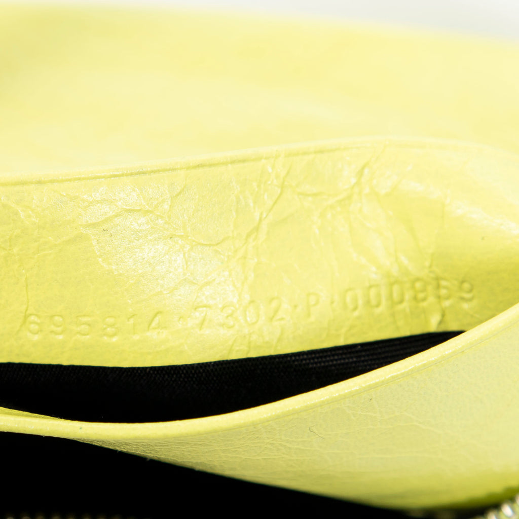 Shoulder Bag Mini Le Cagole Yellow Green Distressed Leather