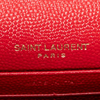 Shoulder Bag Envelope Wallet On Chain Red Quilted Grain de Poudre Leather