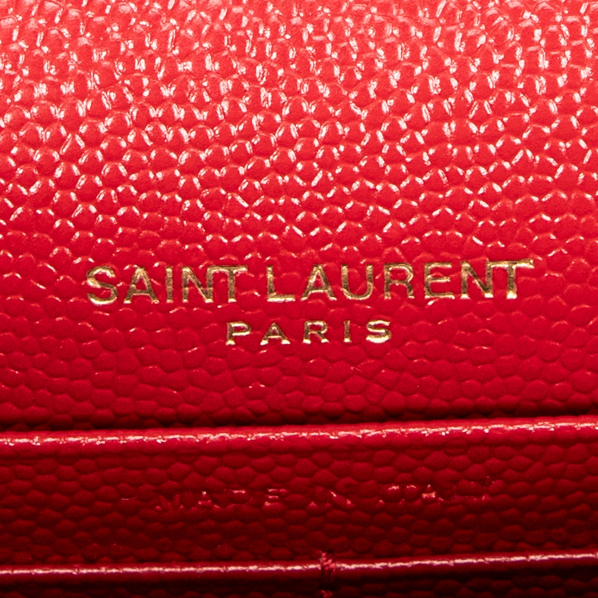Shoulder Bag Envelope Wallet On Chain Red Quilted Grain de Poudre Leather