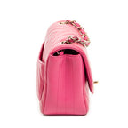 Shoulder Bag Square Classic Single Flap Fuchsia Quilted Chevron Leather