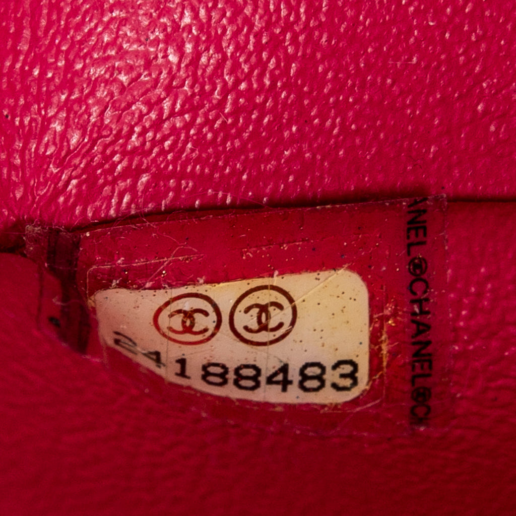 Shoulder Bag Square Classic Single Flap Fuchsia Quilted Chevron Leather