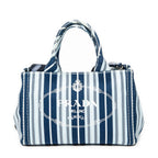 Shoulder Bag Small Canapa Tote Light Blue Striped Canapa Canvas