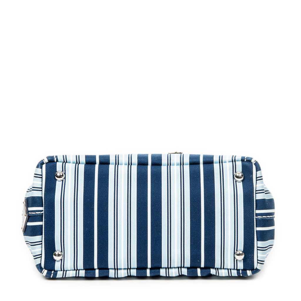 Shoulder Bag Small Canapa Tote Light Blue Striped Canapa Canvas