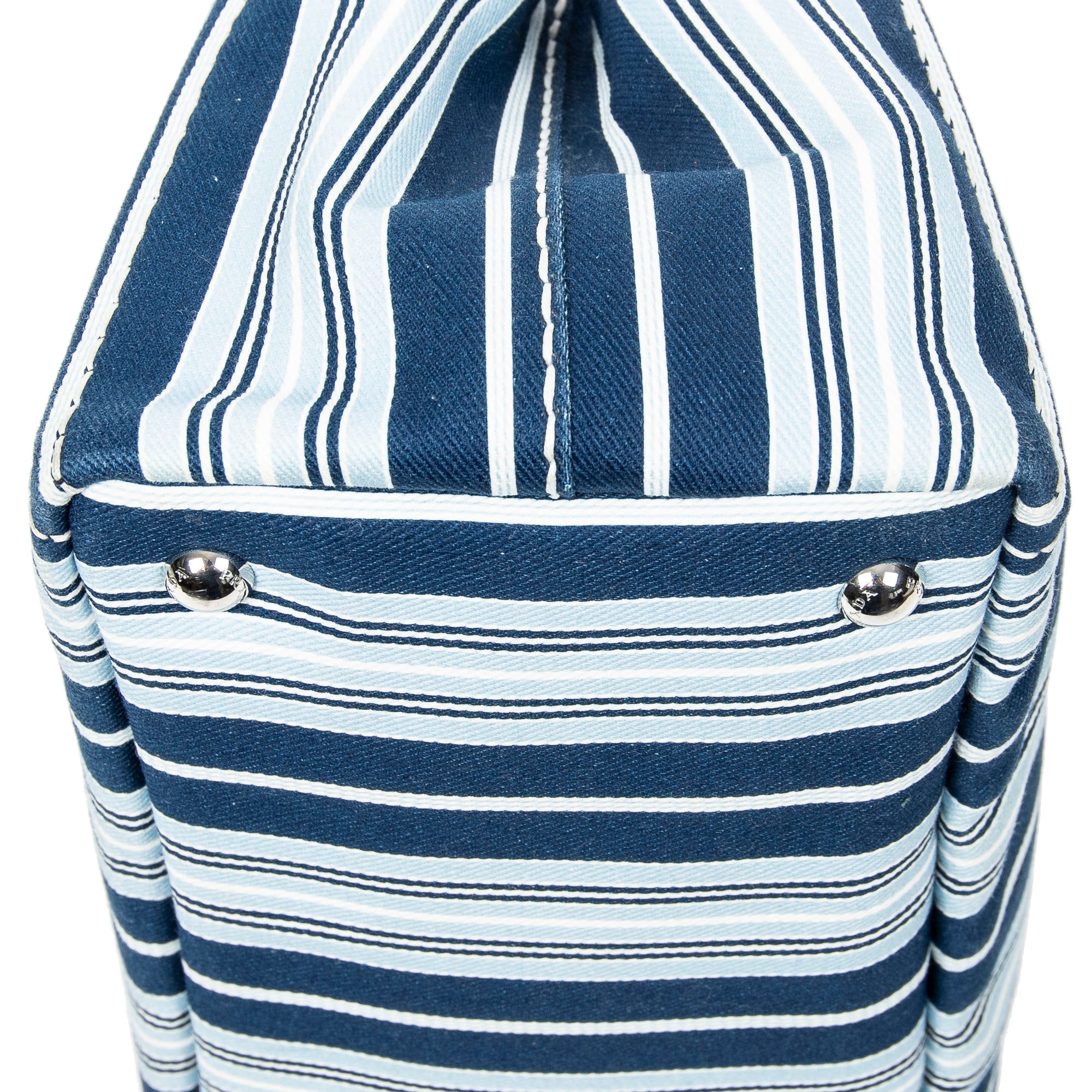 Shoulder Bag Small Canapa Tote Light Blue Striped Canapa Canvas