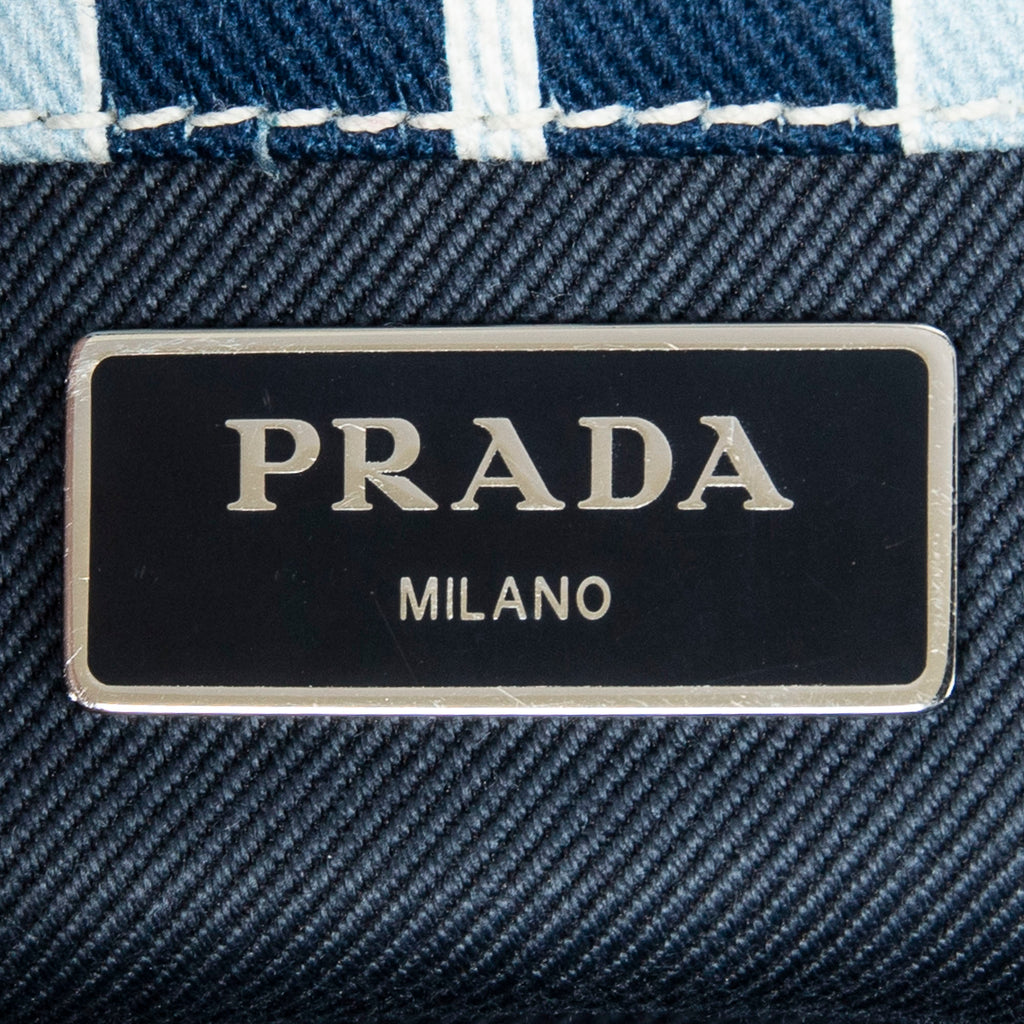 Shoulder Bag Small Canapa Tote Light Blue Striped Canapa Canvas
