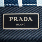 Shoulder Bag Small Canapa Tote Light Blue Striped Canapa Canvas