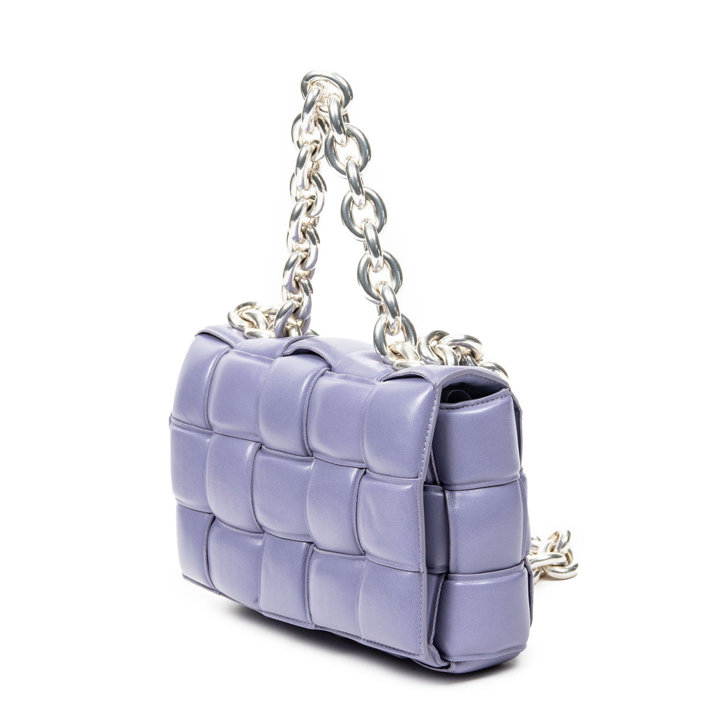 Sac bandoulière The Chain Cassette Lilas Maxi Intrecciato Cuir Matelassé