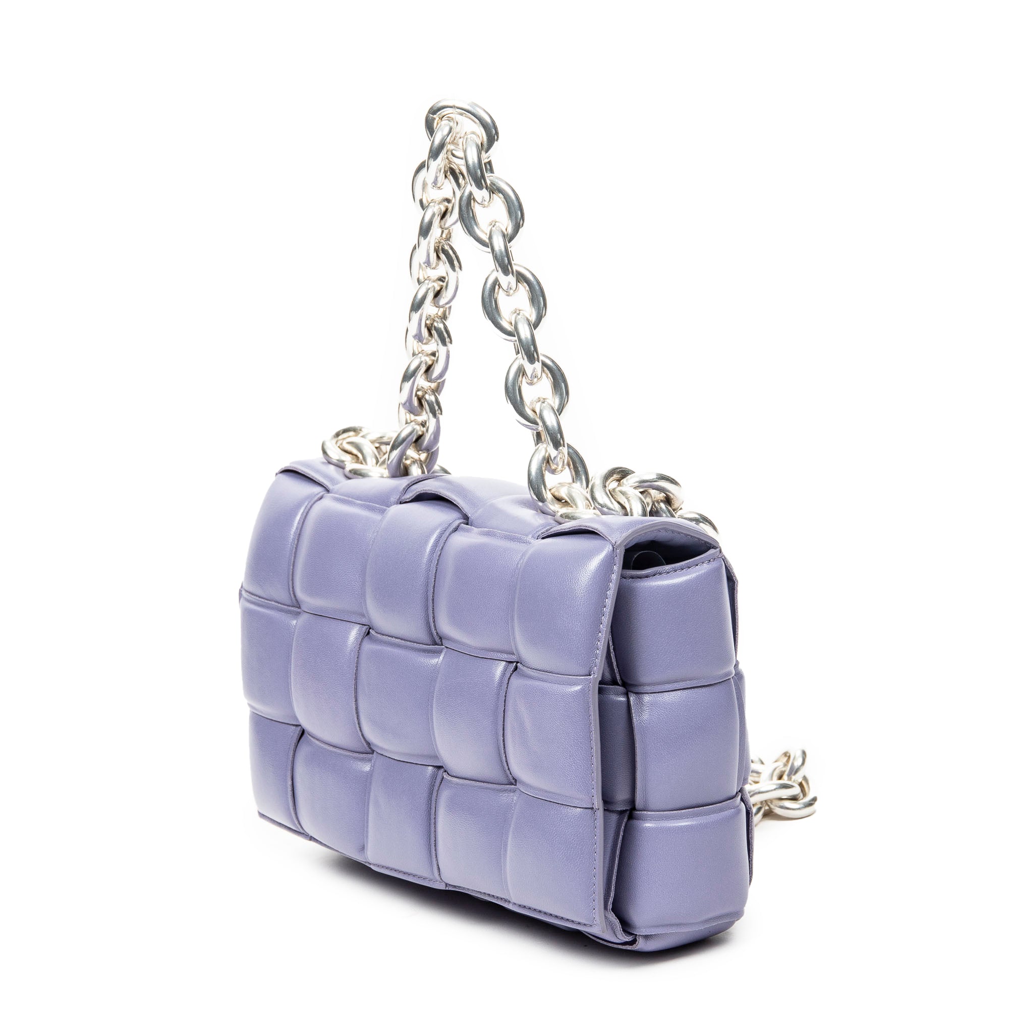 Sac bandoulière The Chain Cassette Lilas Maxi Intrecciato Cuir Matelassé