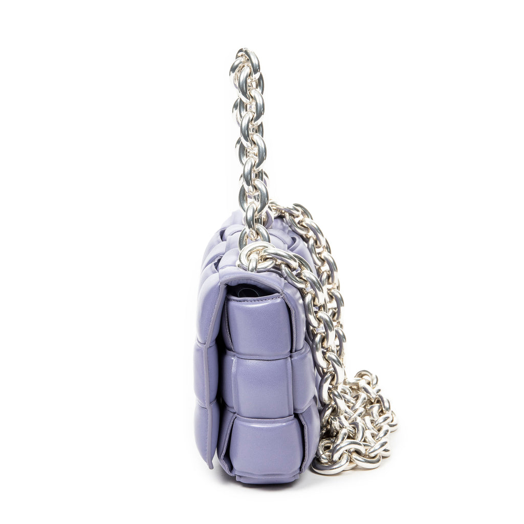 Sac bandoulière The Chain Cassette Lilas Maxi Intrecciato Cuir Matelassé