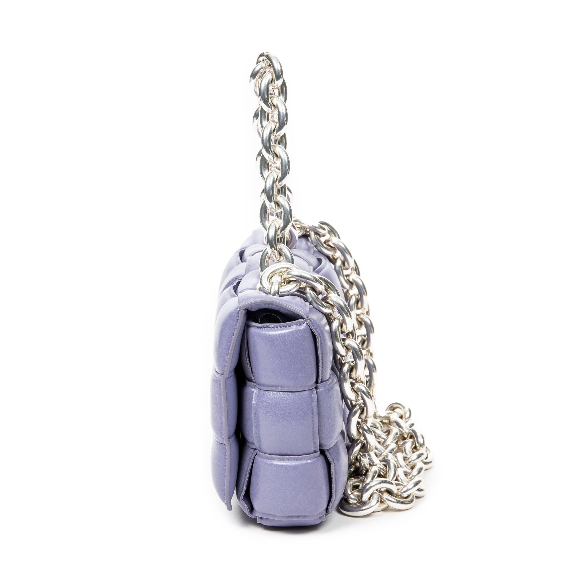 Sac bandoulière The Chain Cassette Lilas Maxi Intrecciato Cuir Matelassé