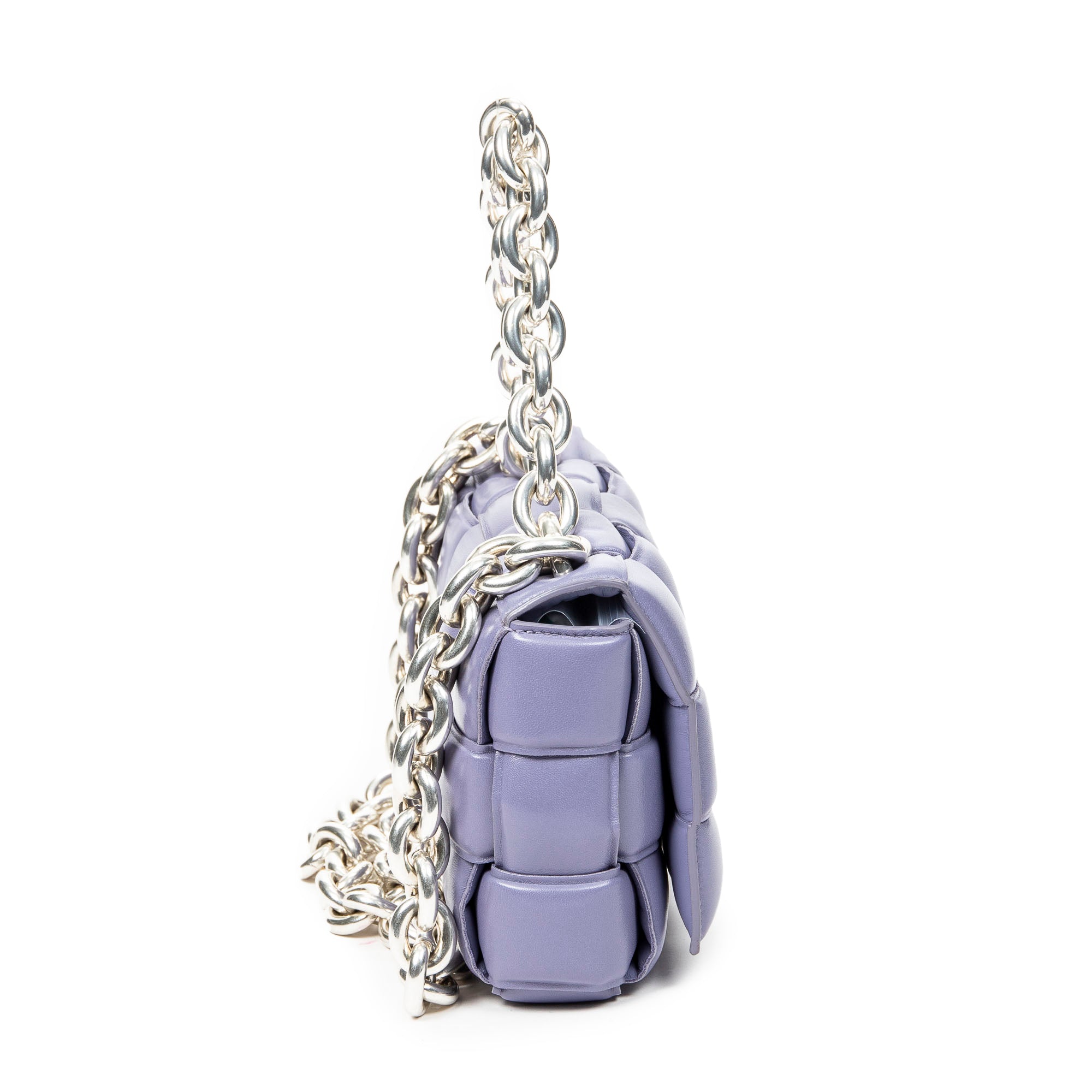 Shoulder Bag The Chain Cassette Lilac Maxi Intrecciato Padded Leather