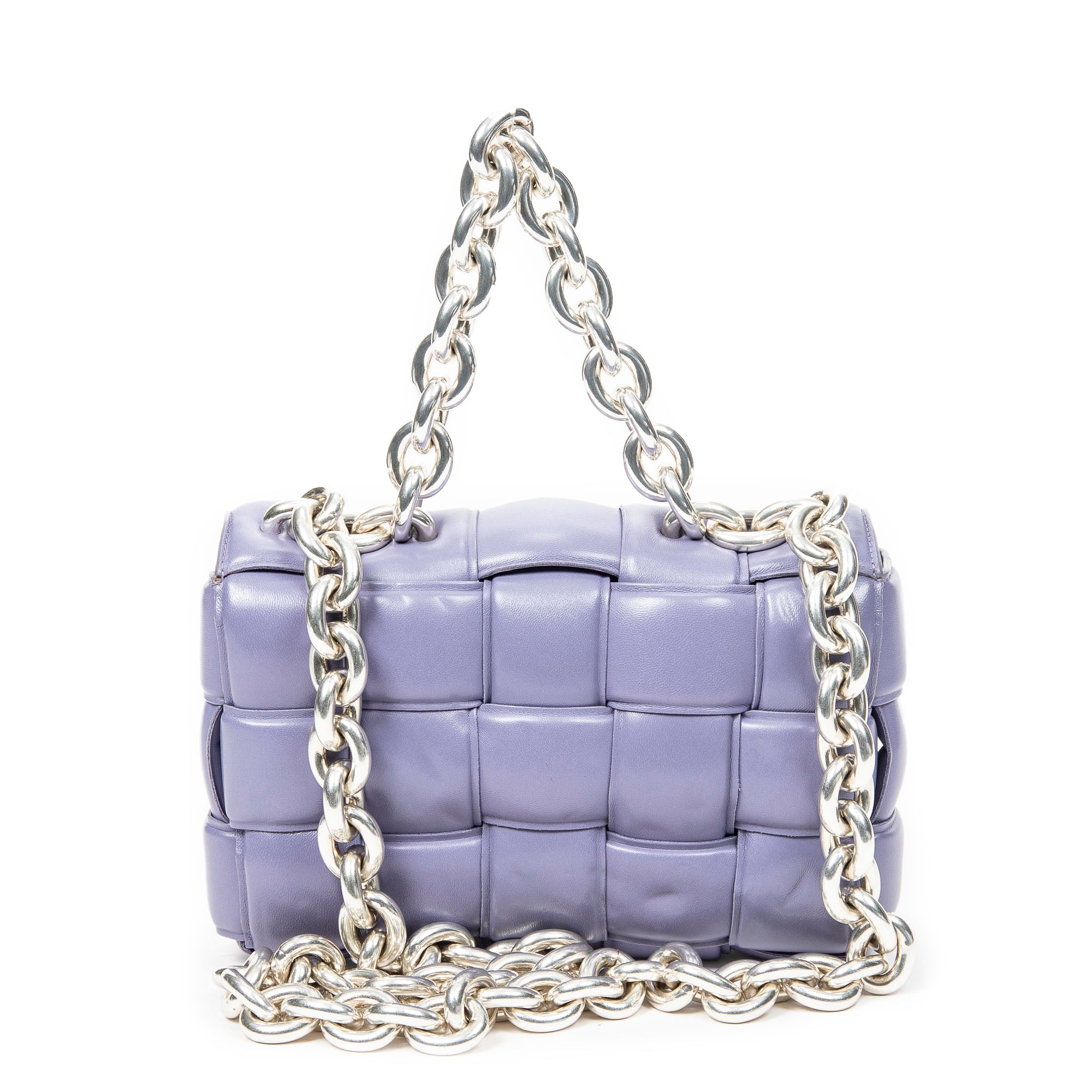 Sac bandoulière The Chain Cassette Lilas Maxi Intrecciato Cuir Matelassé