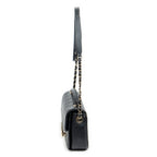 Bolso de Hombro Pequeño CC Cuba Asa Superior Cuero Caviar Acolchado Negro