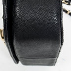Bolso de Hombro Pequeño CC Cuba Asa Superior Cuero Caviar Acolchado Negro