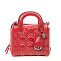Shoulder Bag Lily Tote Red Cannage Lambskin Leather