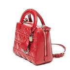 Shoulder Bag Lily Tote Red Cannage Lambskin Leather