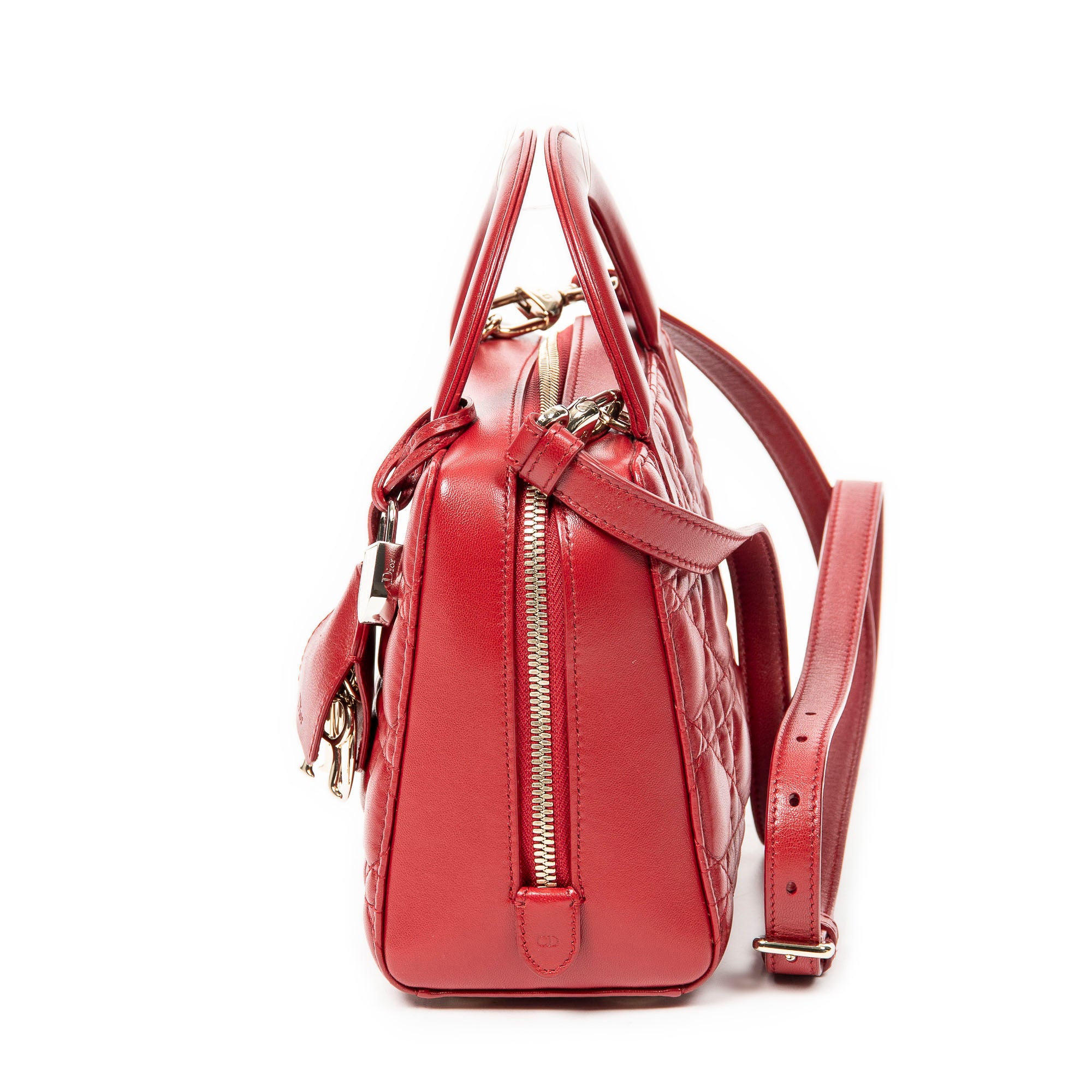 Shoulder Bag Lily Tote Red Cannage Lambskin Leather