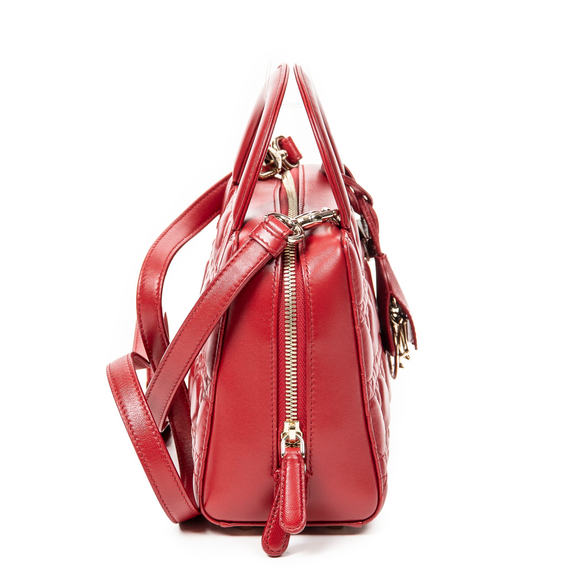Shoulder Bag Lily Tote Red Cannage Lambskin Leather