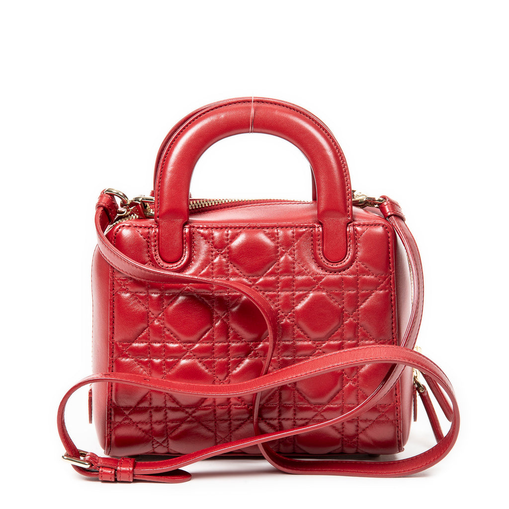 Shoulder Bag Lily Tote Red Cannage Lambskin Leather