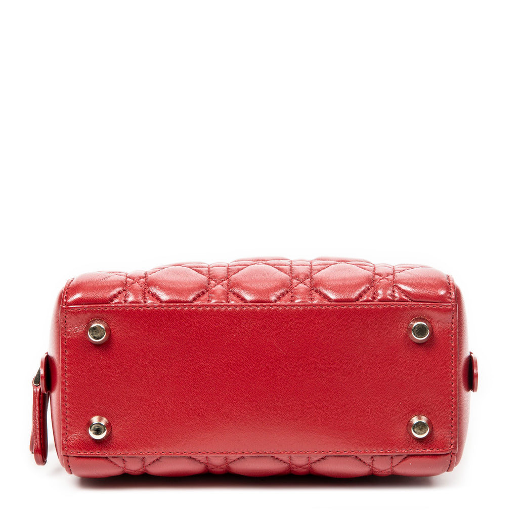 Shoulder Bag Lily Tote Red Cannage Lambskin Leather