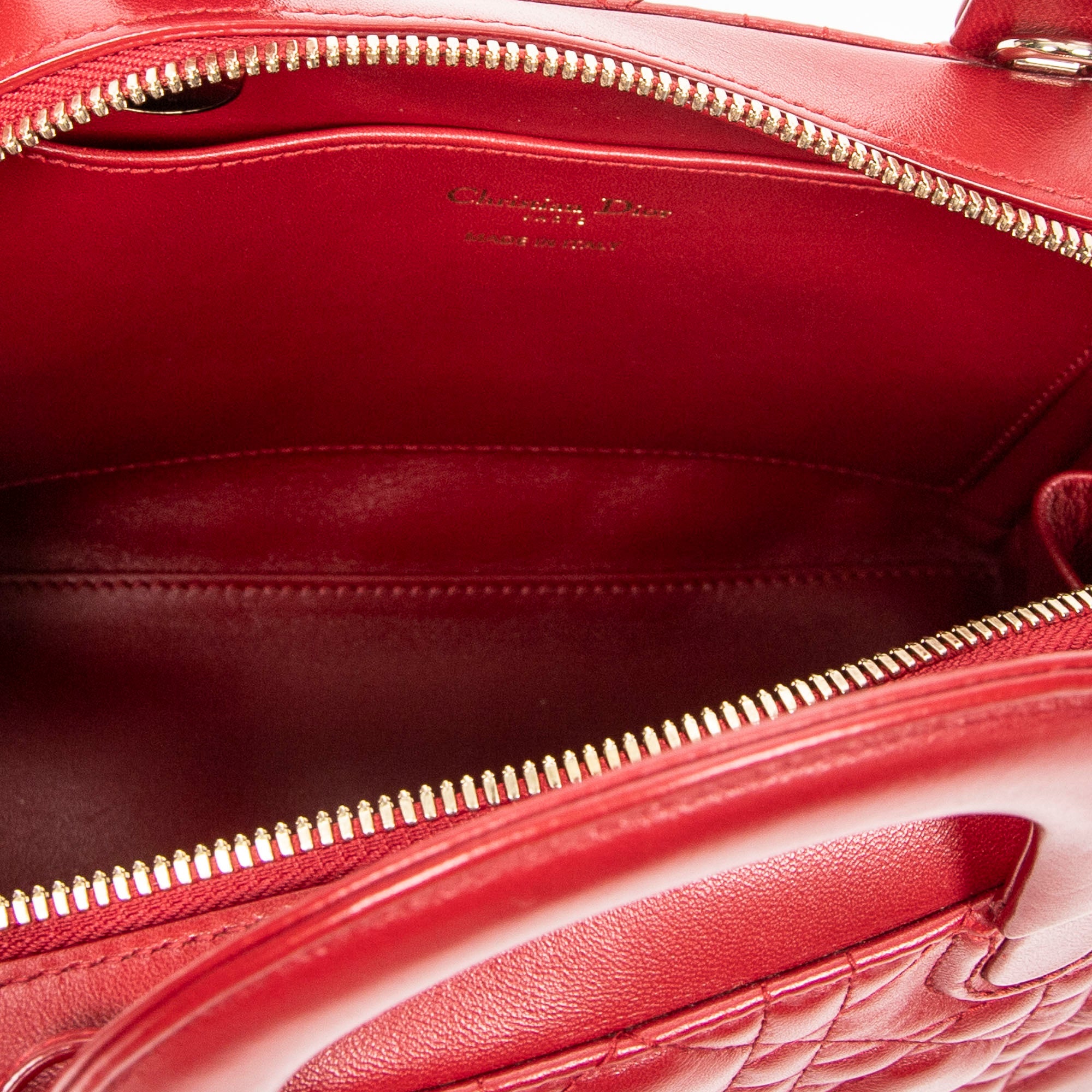 Shoulder Bag Lily Tote Red Cannage Lambskin Leather