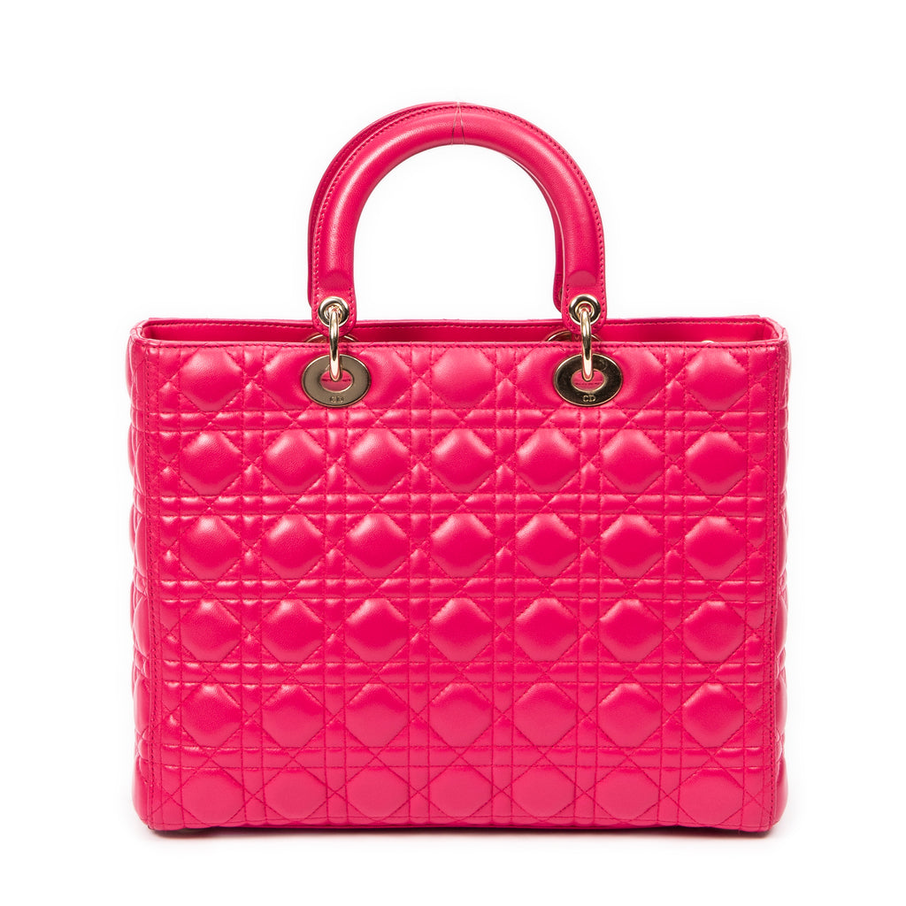 Shoulder Bag Large Lady Dior Zip Pink Cannage Lambskin Leather