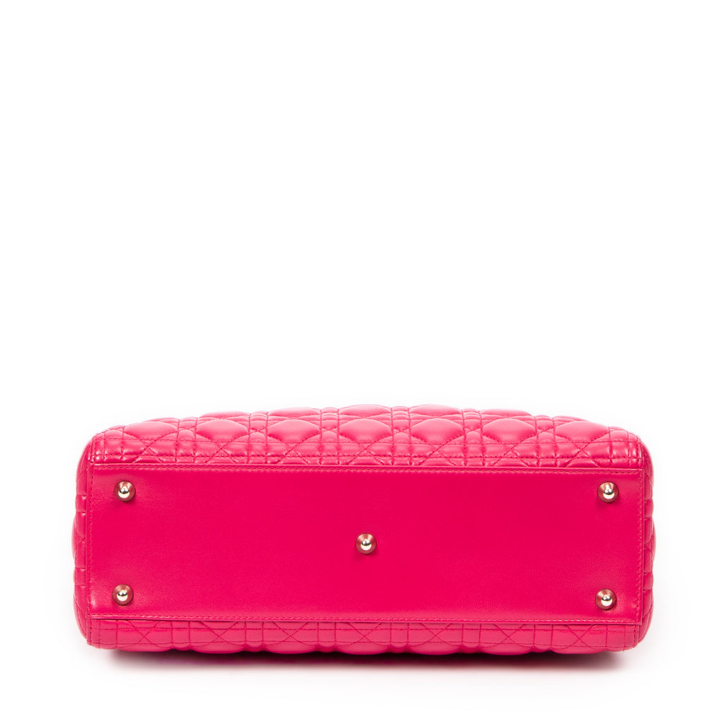 Shoulder Bag Large Lady Dior Zip Pink Cannage Lambskin Leather