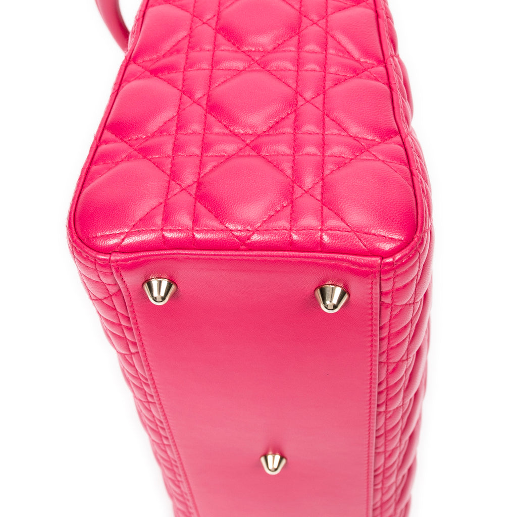 Shoulder Bag Large Lady Dior Zip Pink Cannage Lambskin Leather