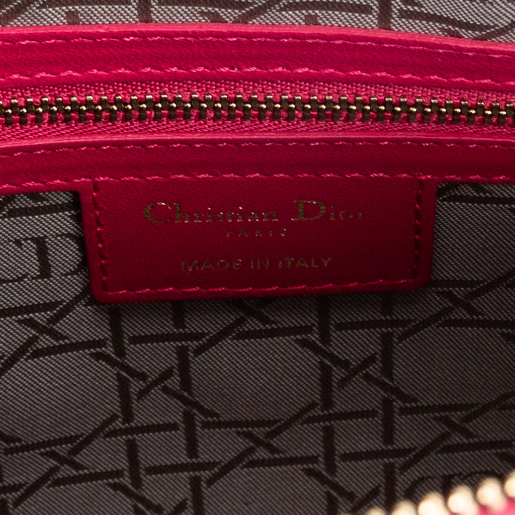 Shoulder Bag Large Lady Dior Zip Pink Cannage Lambskin Leather