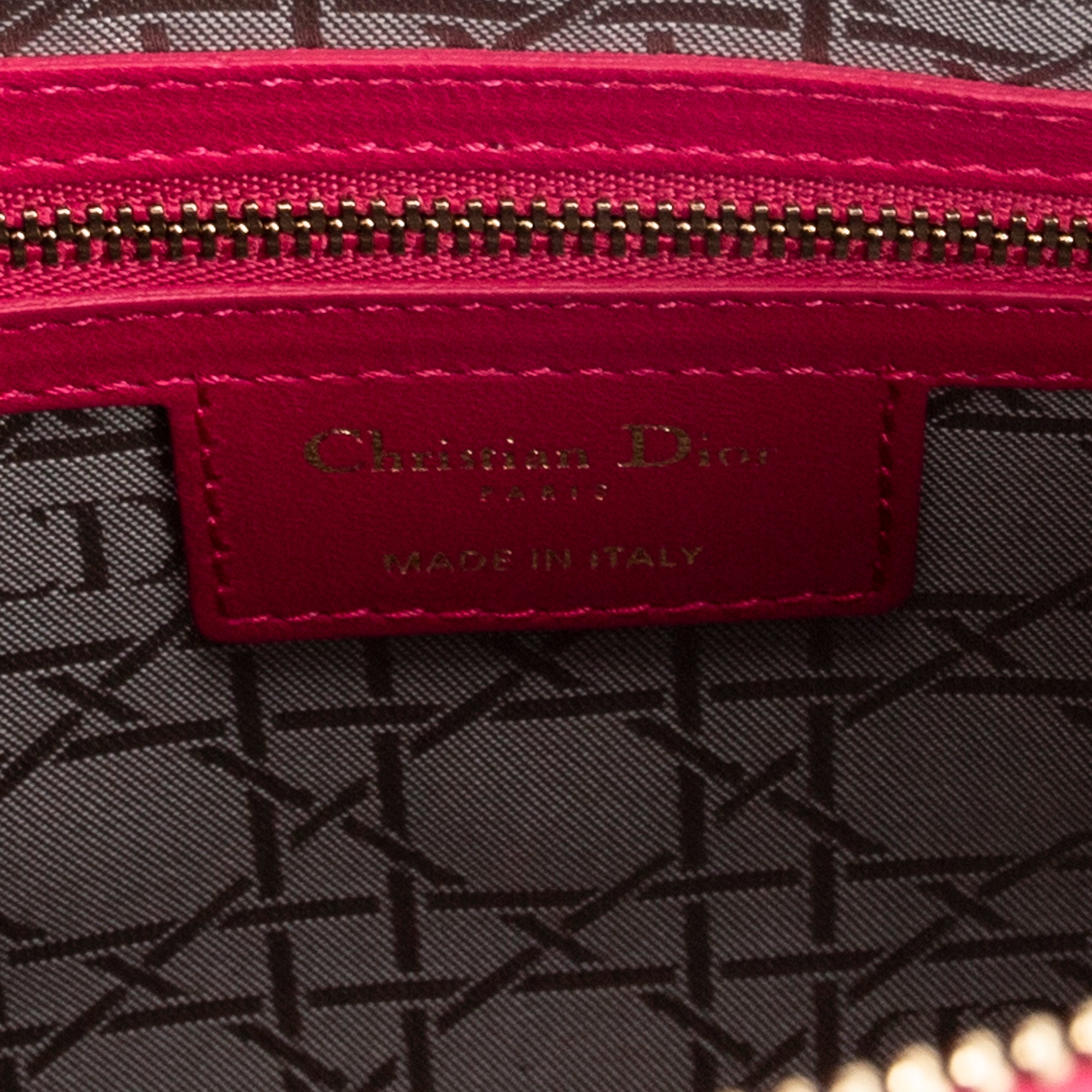 Shoulder Bag Large Lady Dior Zip Pink Cannage Lambskin Leather