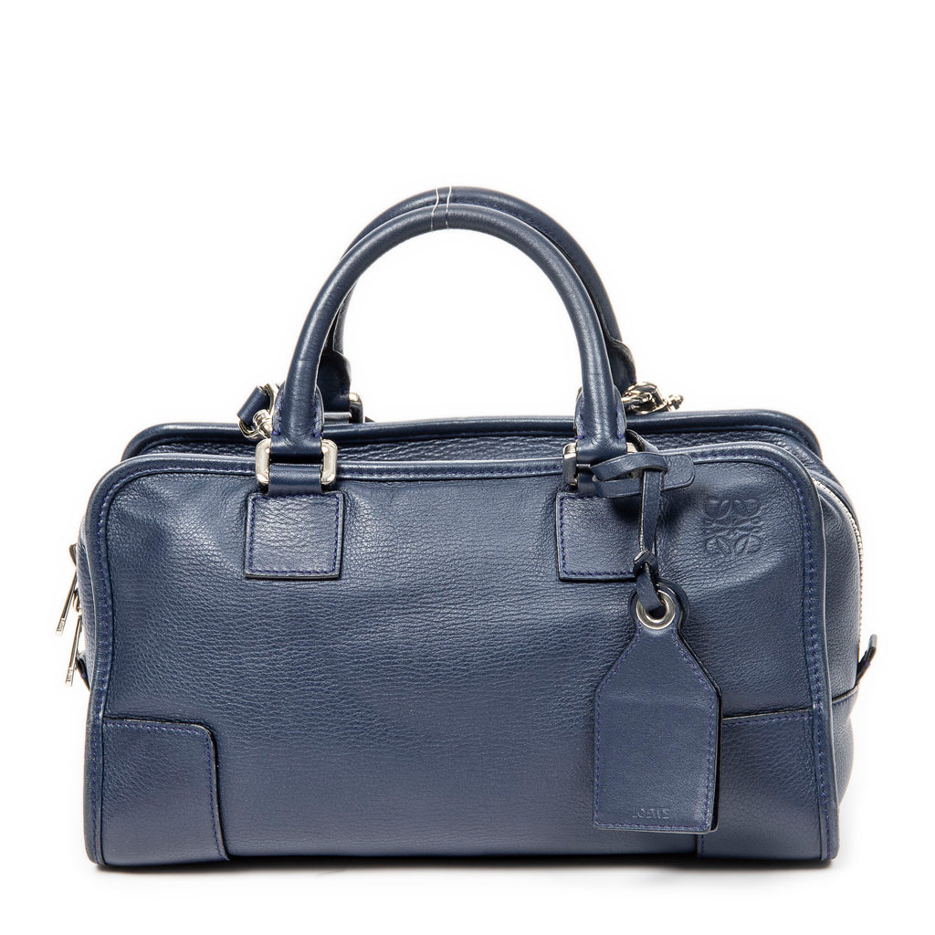 Bolso de hombro Amazona 28 de cuero granulado azul