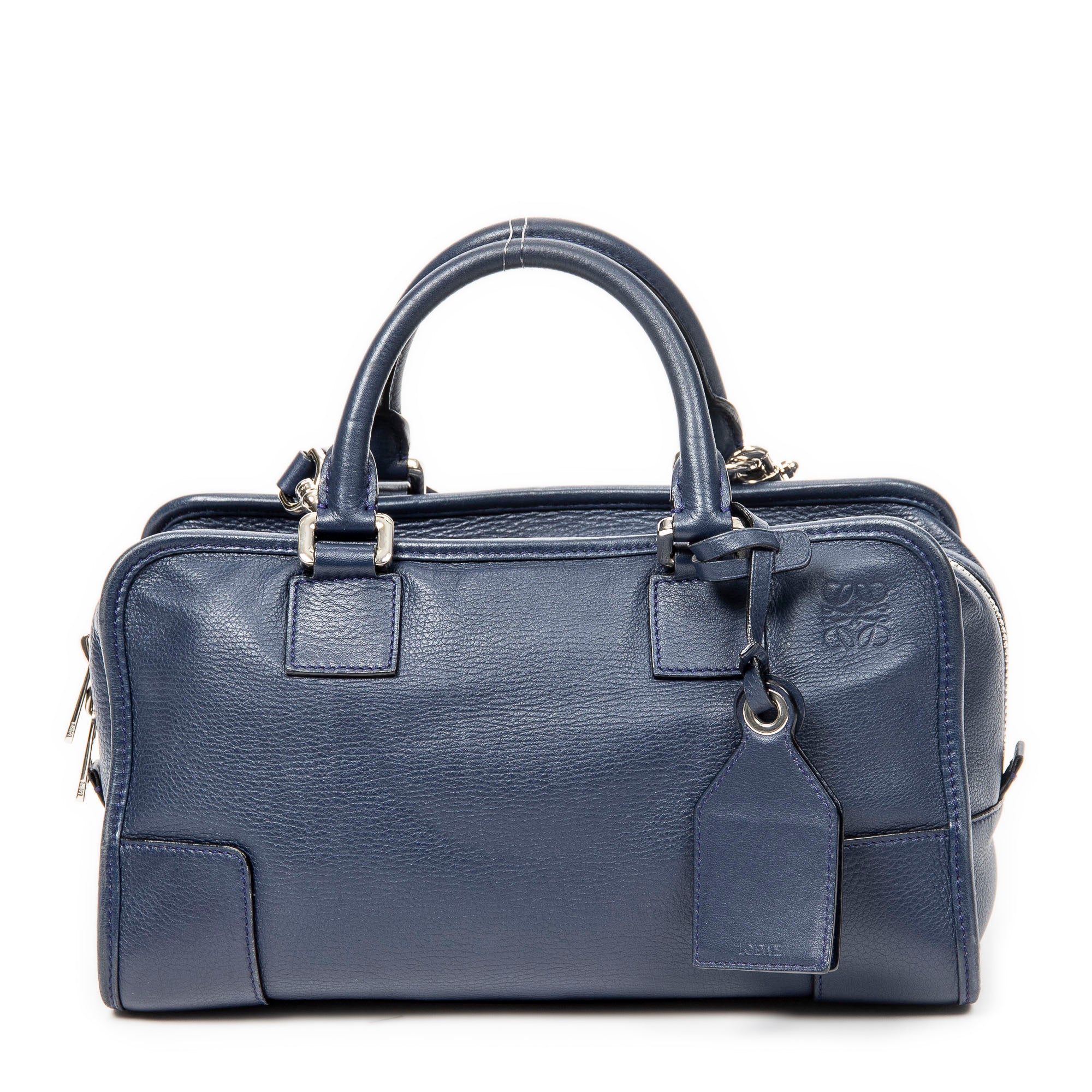 Shoulder Bag Amazona 28 Blue Grained Leather
