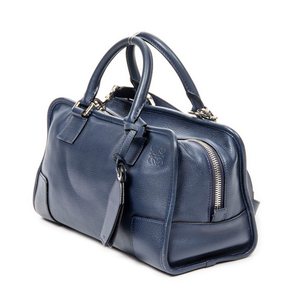 Bolso de hombro Amazona 28 de cuero granulado azul