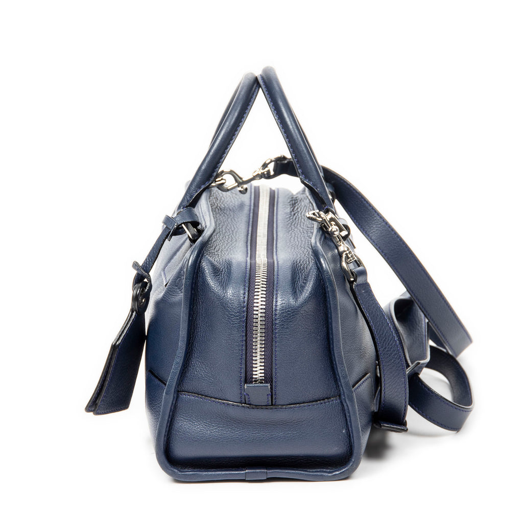 Bolso de hombro Amazona 28 de cuero granulado azul
