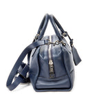 Bolso de hombro Amazona 28 de cuero granulado azul