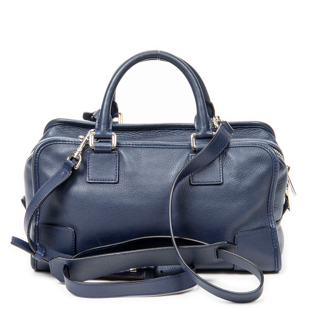 Bolso de hombro Amazona 28 de cuero granulado azul