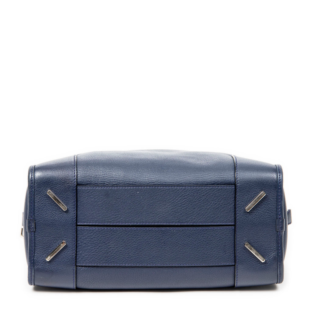 Bolso de hombro Amazona 28 de cuero granulado azul