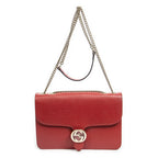 Shoulder Bag Medium Interlocking GG Chain Crossbody Red Grained Leather