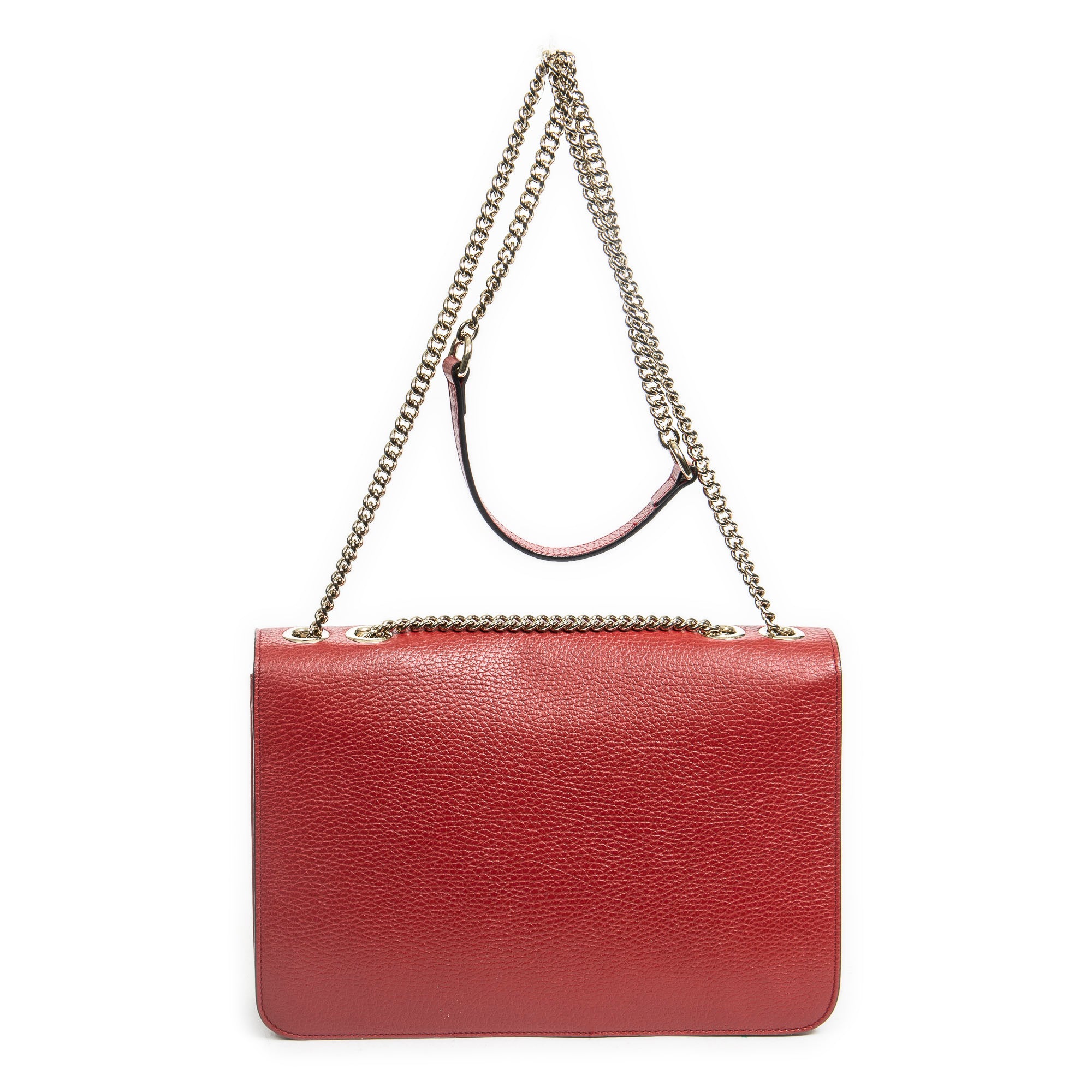 Shoulder Bag Medium Interlocking GG Chain Crossbody Red Grained Leather
